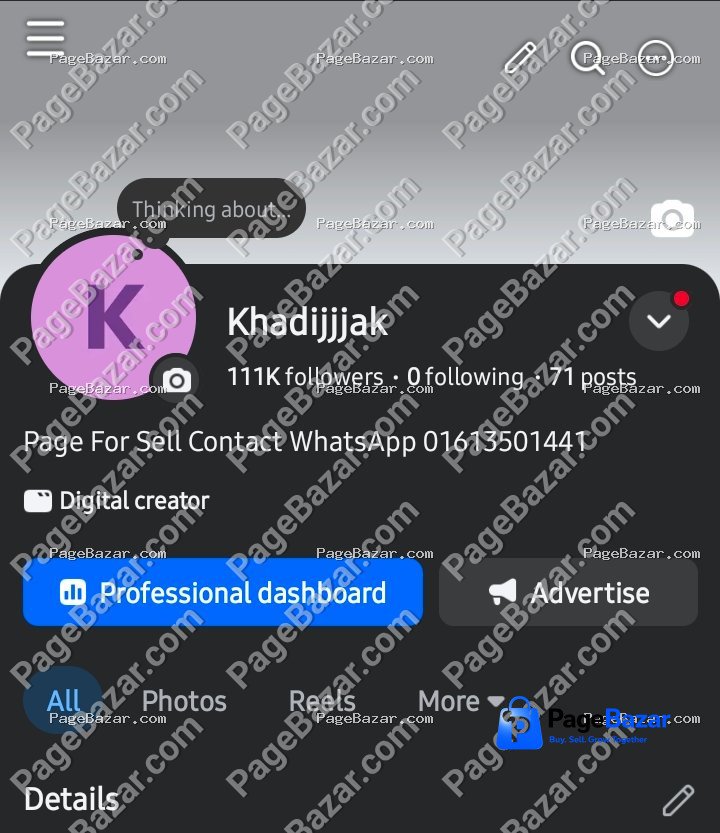 110k followers page sell